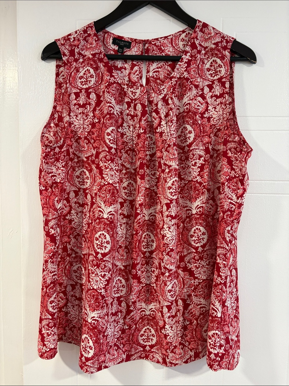 Talbots Red and White Printed Sleeveless Blose